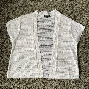 White Crochet Costal, Beach Short-Sleeve Open Cardigan Size Large